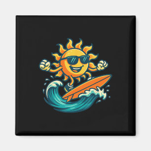 Karikatur Sonne Surfen Sommer Strand Welle Kunst Magnet