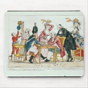 Karikatur spielenden Schachs Louis XVI Mousepad