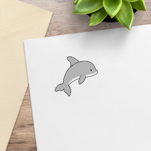 Karikatur springender Delfin 1x1 Gummistempel
