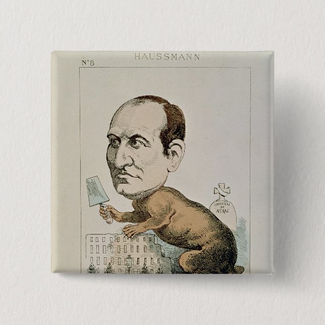 Karikatur von Baron Georges Eugene Haussmann Button (Vorderseite)