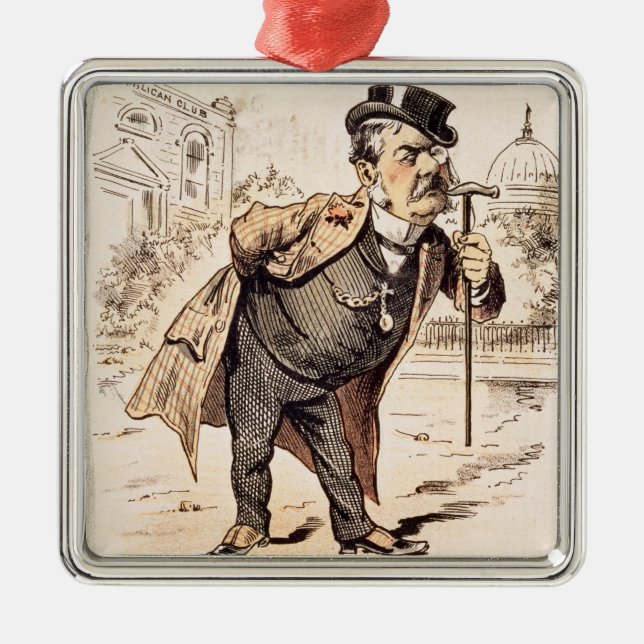 Karikatur von Chester Alan Arthur, c.1883 Silbernes Ornament (Vorne)