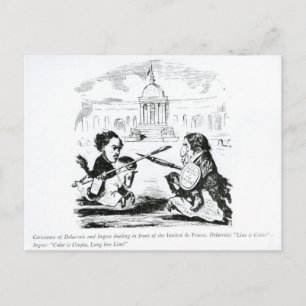 Karikatur von Delacroix und Ingres Postkarte