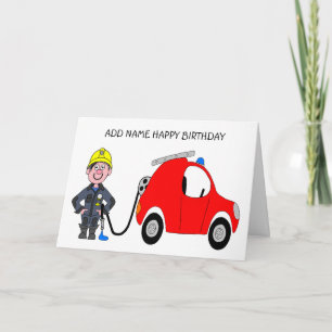 Karikatur von Feuerwehrmännern, die ihren Schlauch Karte