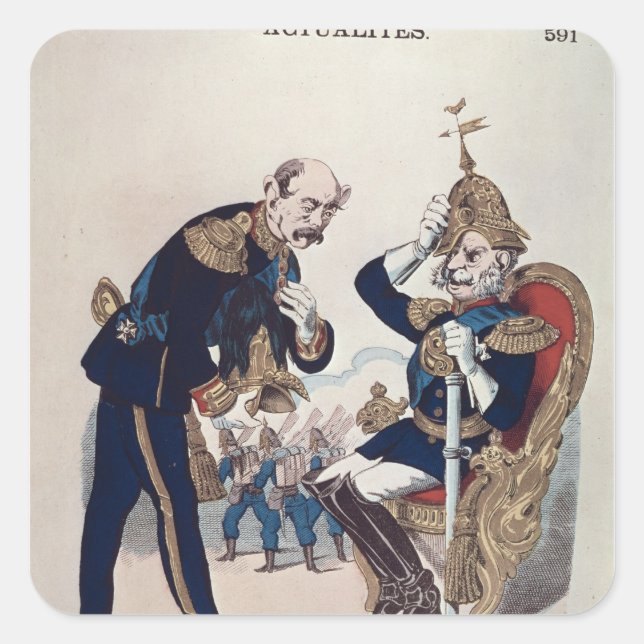 Karikatur von Kaiser Wilhelm von Preußen Quadratischer Aufkleber (Vorderseite)