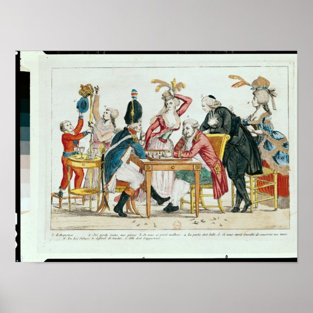 Karikatur von Louis XVI, der Schach spielt Poster (Vorne)
