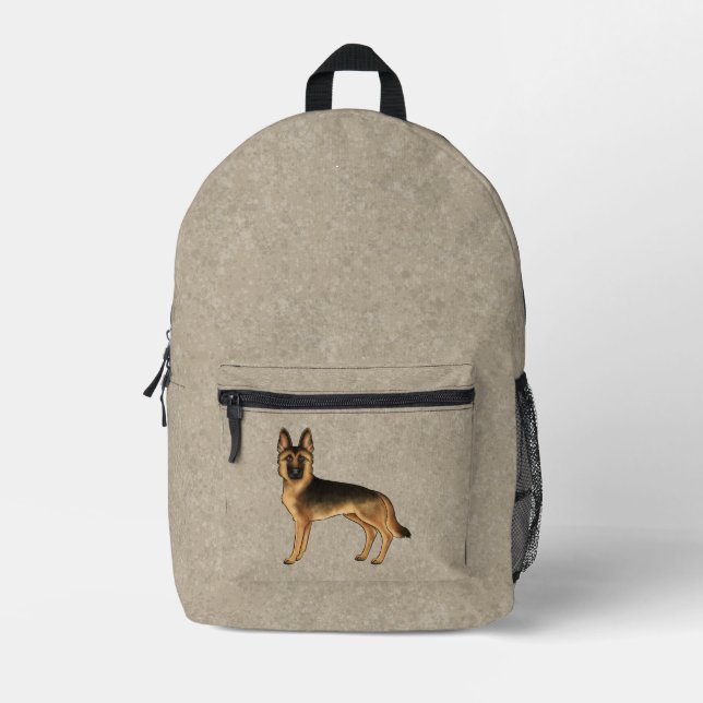 Karikatur von Schwarz und Tan auf Braun Bedruckter Rucksack (Vorderseite)