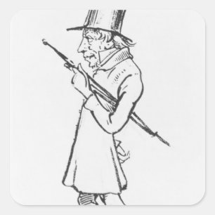 Karikatur von Soren Aabye Kierkegaard Quadratischer Aufkleber