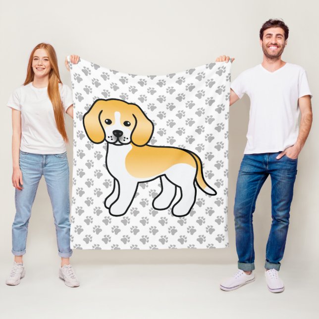 Karikatur von Zitronen und weißen Beagles, Hunde u Fleecedecke (Beispiel)