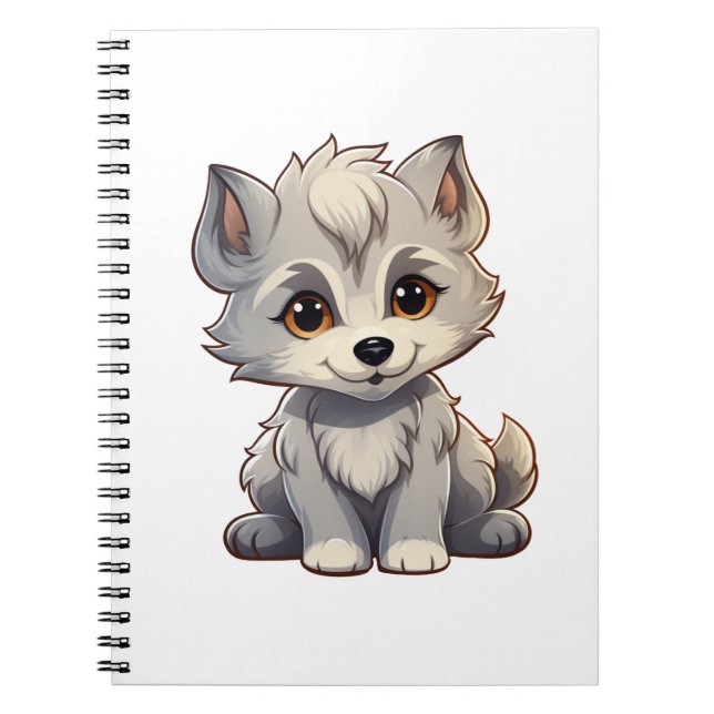 Karikatur Wolf Illustration Notizblock (Vorderseite)