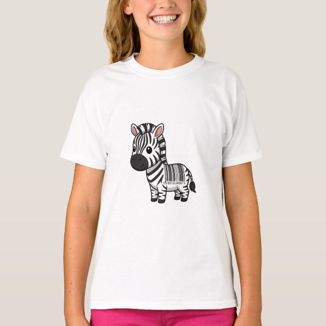 Karikatur-Zebra-Barcode-Gestreift-Kinder T-Shirt (Vorderseite)