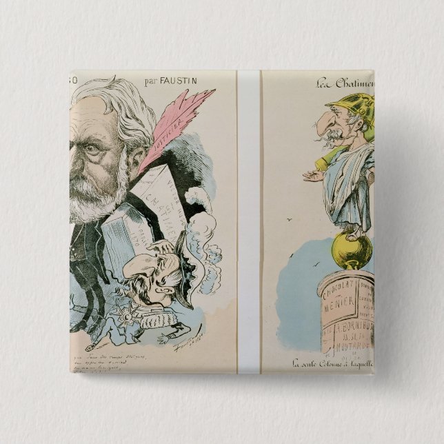 Karikaturen von Victor Hugo und von Napoleon III Button (Vorderseite)