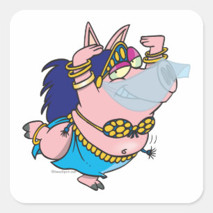 Karikaturenfigur niedlicher Schweinebauch Quadratischer Aufkleber