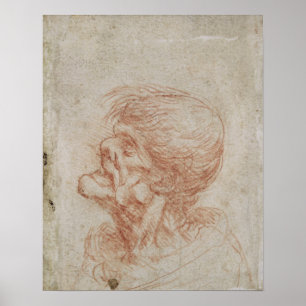 Karikaturenstudie eines alten Mannes, c.1500-05 Poster