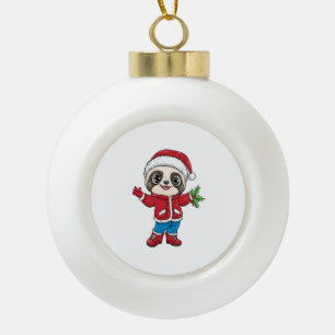 Karikaturfaultier trägt Weihnachten Keramik Kugel-Ornament