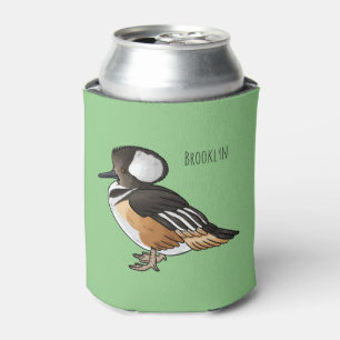 Karikaturillustration eines Kappensäger-Vogels Dosenkühler