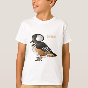 Karikaturillustration eines Kapuzenenten-Vogels T-Shirt