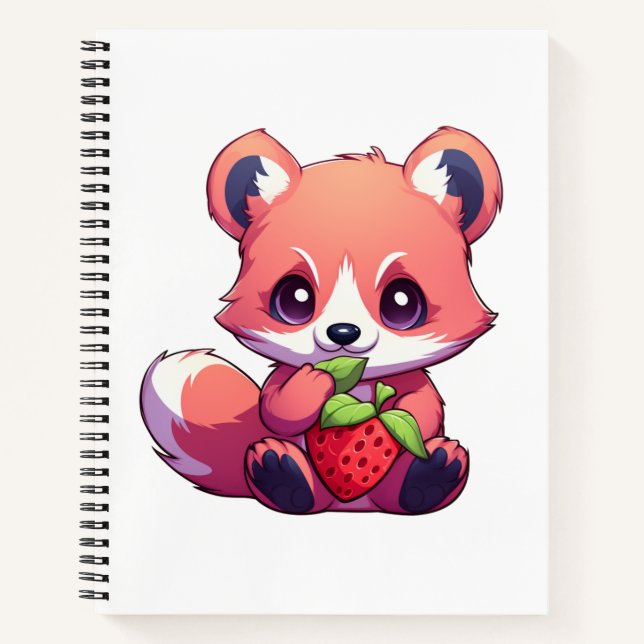 Karikaturillustration eines roten Pandas Notizbuch (Vorderseite)