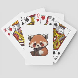 Karikaturillustration eines roten Pandas Spielkarten