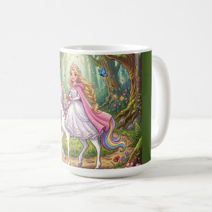Karikaturprinzessin reitet auf dem Einhorn Kaffeetasse