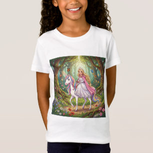Karikaturprinzessin reitet auf dem Einhorn T-Shirt