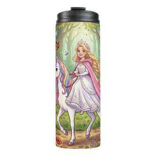 Karikaturprinzessin reitet auf dem Einhorn Thermosbecher
