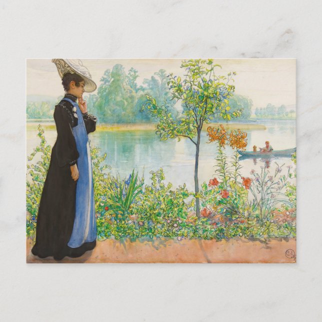 Karin an der Küste von Carl Larsson (1908) Postkarte (Vorderseite)