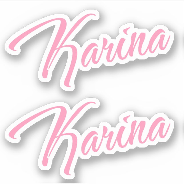 Karina Nom décoratif en rose x2 Sticker (Devant)