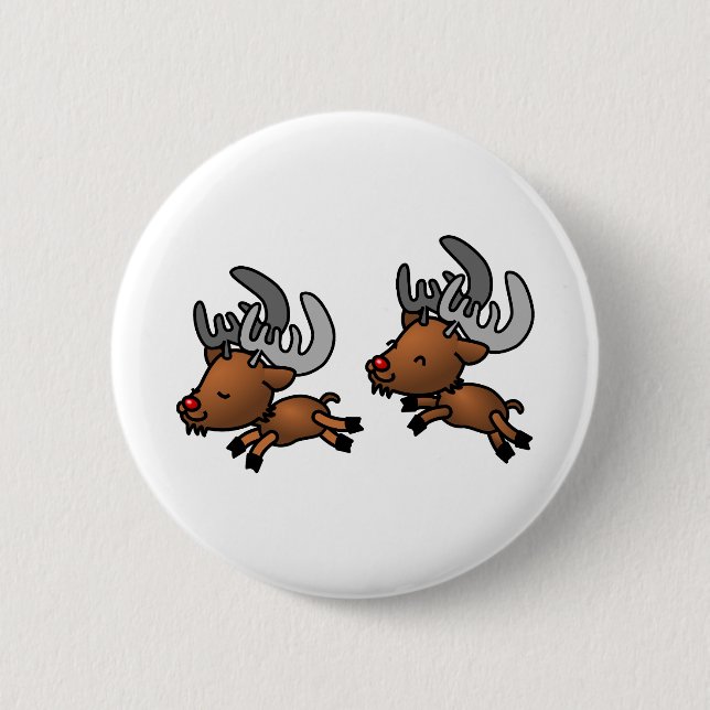 Kariou Rentier Hirsche Wild Happy Jumping Button (Vorderseite)