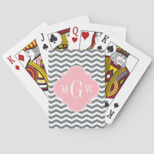 Karkohle Dünnflüssiges Zickzack rosa Quatrefolie 3 Spielkarten