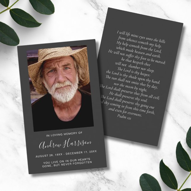 Karkohle Grau Foto Beileid Beerdigung Gedenkkarte Visitenkarte (Gray Photo Memorial Card)