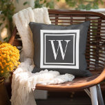 Karkohle Grau und White Classic Square Monogramm Kissen<br><div class="desc">Entwerfen Sie Ihr eigenes, individuelles Kissen in beliebiger Farbkombination, um sich perfekt mit Ihrer Wohngestaltung in jedem Raum abzustimmen! Verwenden Sie die Entwurfswerkzeuge, um die Hintergrundfarbe und die quadratische Randfarbe zu ändern, oder fügen Sie Ihren eigenen Text hinzu, um einen Namen, eine Monogramm-Initiale oder einen anderen speziellen Text einzufügen. Jedes...</div>
