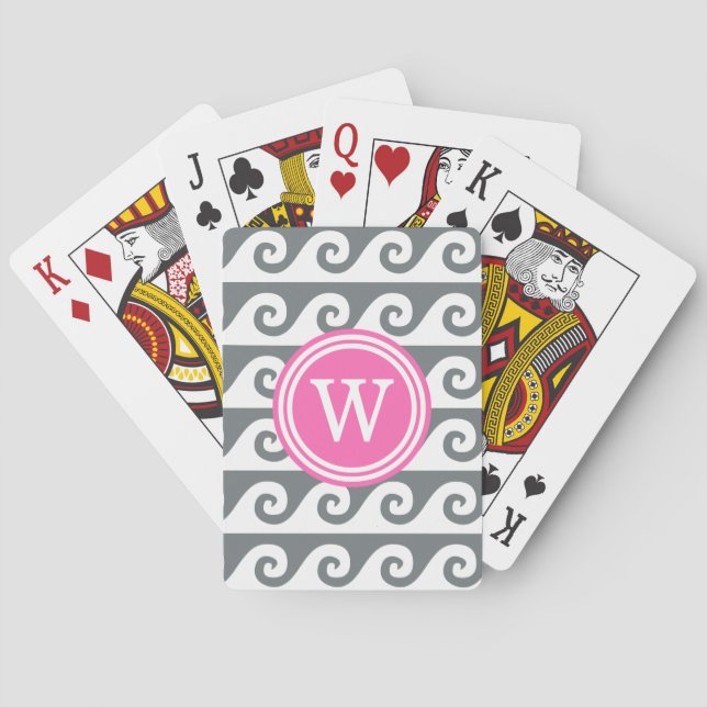 Karkohle Grau weiße GK Waves 2x1I Hot-Pink-Runde Spielkarten (Rückseite)