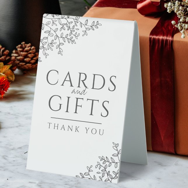 Karkohle-Graublatt-Hochzeitskarten und Geschenke Tischaufsteller (Von Creator hochgeladen)