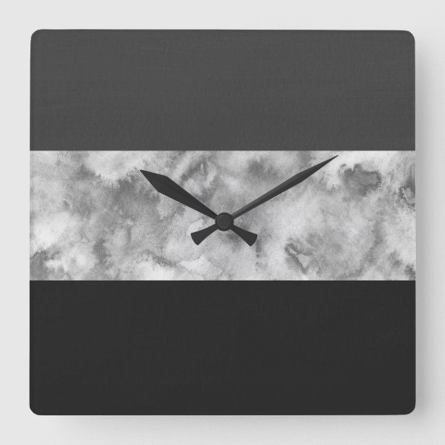 Karkohle-Graue Blockstreifen Quadratische Wanduhr (Vorderseite)