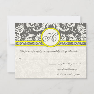 Karkohle-Graue und gelbe Verschlusskarten RSVP Karte