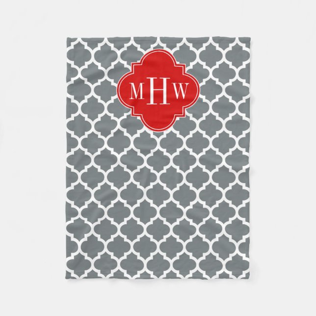 Karkohle, weißer Marokkaner #5 Roter Dreier Anfang Fleecedecke (Vorderseite)