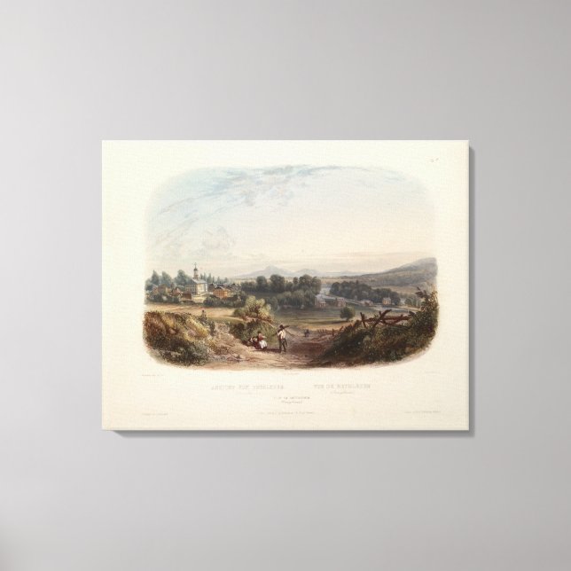 Karl Bodmer Print: Ansicht von Bethlehem Pennsylva Leinwanddruck (Vorderseite)