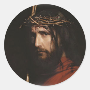 Karl Heinrich Bloch - Christus (Detail) Runder Aufkleber