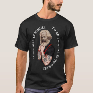 Karl Marx Pop Kunstporträt Revolution Tatoo Vintag T-Shirt