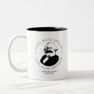KARL MARX TRENNT, KARL MARX ERSETZT ZWEIFARBIGE TASSE