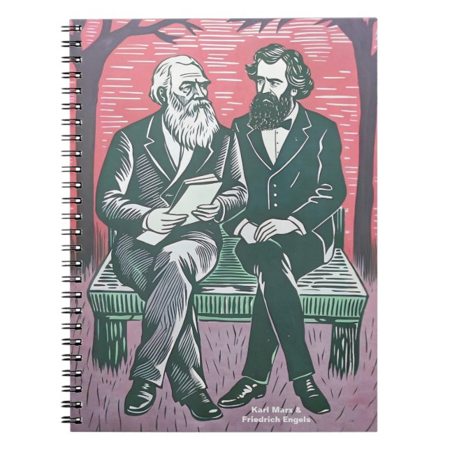 Karl Marx und Fredrich Engels das Manifest Notizblock (Vorderseite)