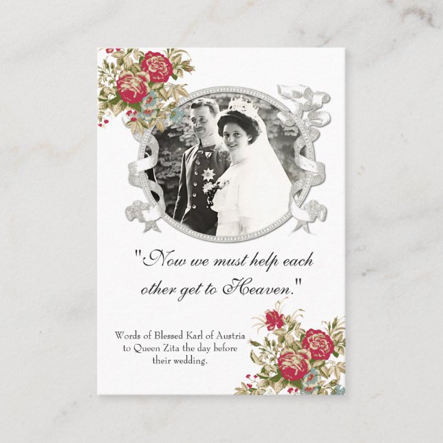 Karl & Zita Katholische Hochzeitskarte Platzkarte (Vorderseite)