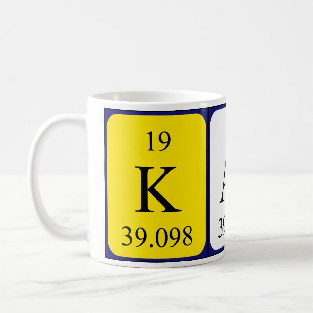 Karli Namen-Tasse periodischer Tabelle Kaffeetasse (Links)