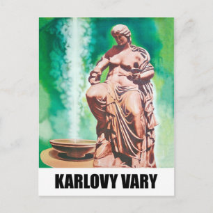 Karlovy Vary Quelle, Frauenstatue, Tschechische Re Postkarte