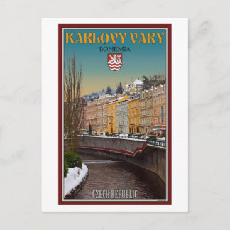Karlovy Vary - Semnice River Winter Postkarte