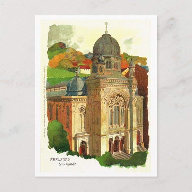 Karlsbad Synagoge Postkarte (Vorderseite)