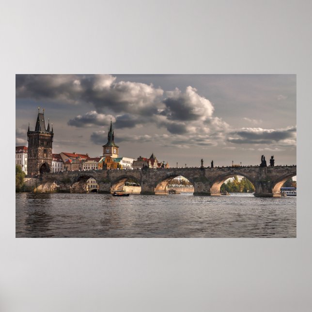 Karlsbrücke, farbenfrohe Fotografie Prag Poster (Vorne)
