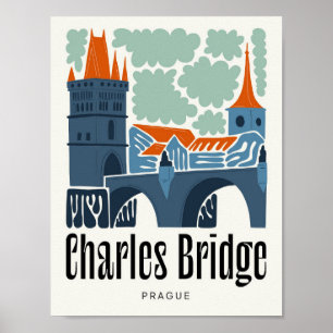 Karlsbrücke Prag abstrakte Reise Poster