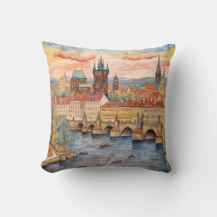 Karlsbrücke und Altstadt Skyline Kissen