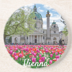 Karlskirche im Frühjahr in Wien, Österreich Getränkeuntersetzer